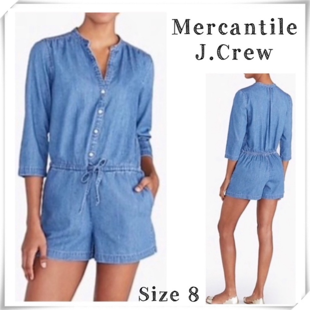 MERCANTILE J.Crew Chambray Denim Romper in Blue Size 8 Style #L0482